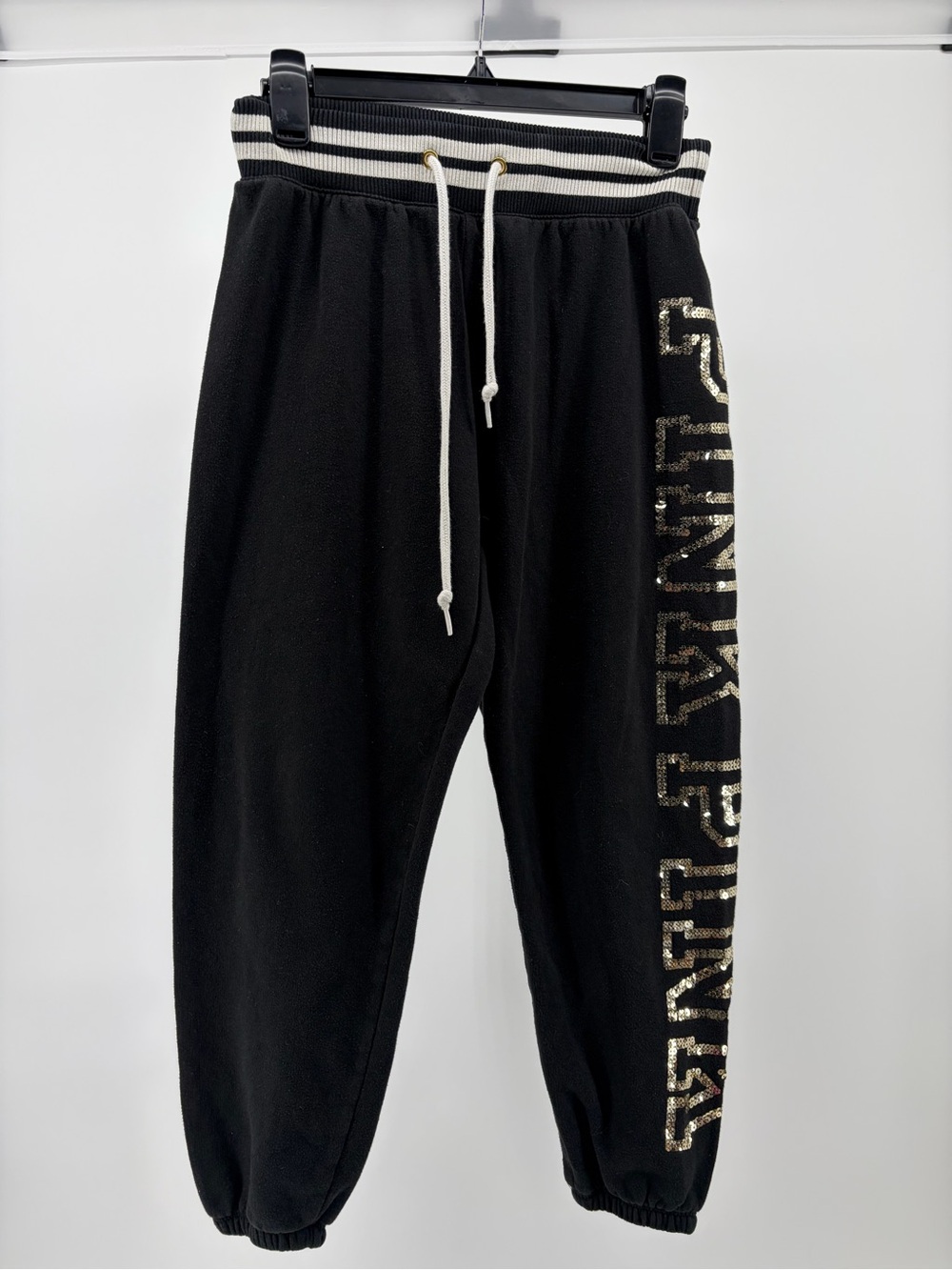 Victoria Secret PINK Black Sequin, Classic Pant Joggers Women's Size XS